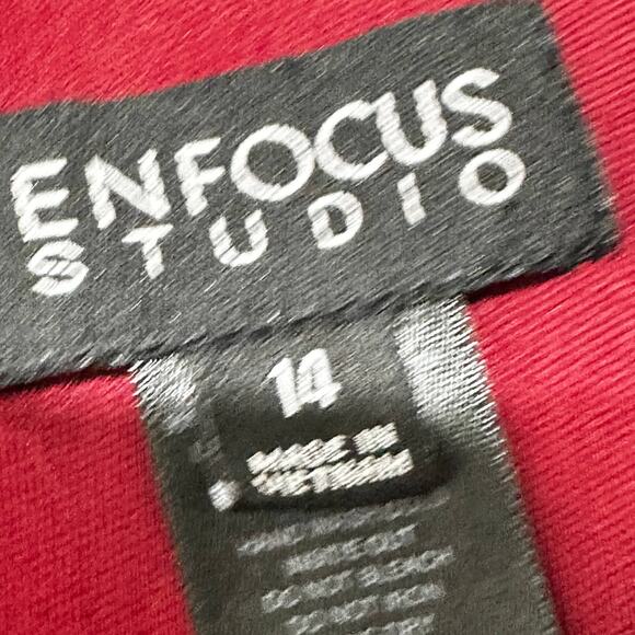 Enfocus Studio Dress Size 14 Burgundy Gold Silver Metallic Fit Flare VNeck Y2K - Picture 5 of 8